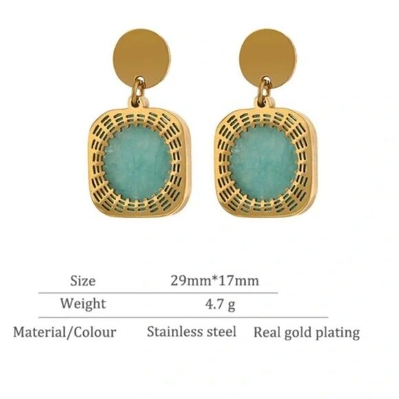 ⭐️New 18k gold plated natural stone dangle earrings - Picture 5 of 11